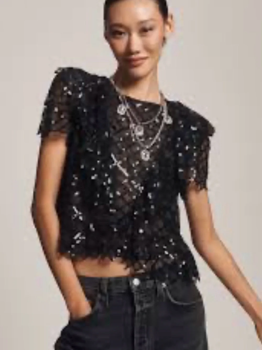 Anthropologie semi-sheer sequin blouse-New with tag! - Picture 3 of 10
